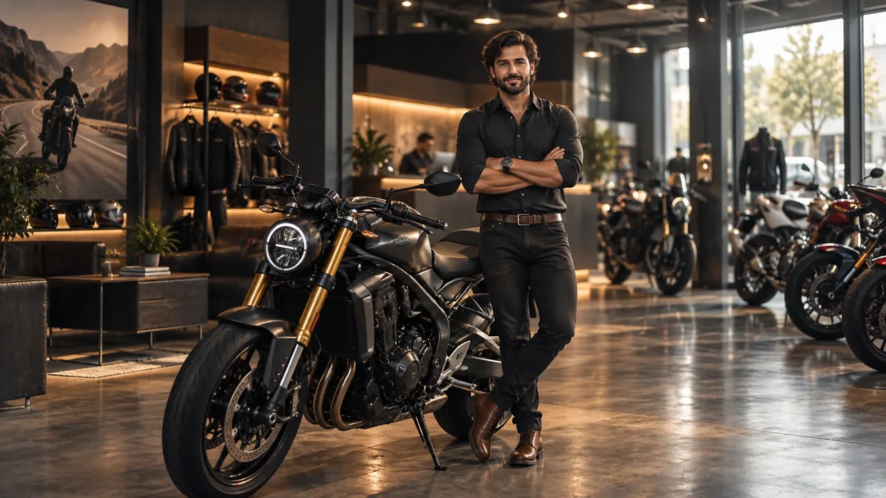 Concesionario de motos con motocicletas expuestas